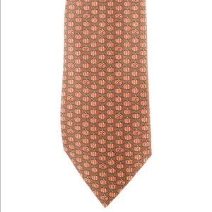 Hermès Brown Pumpkin Silk Tie